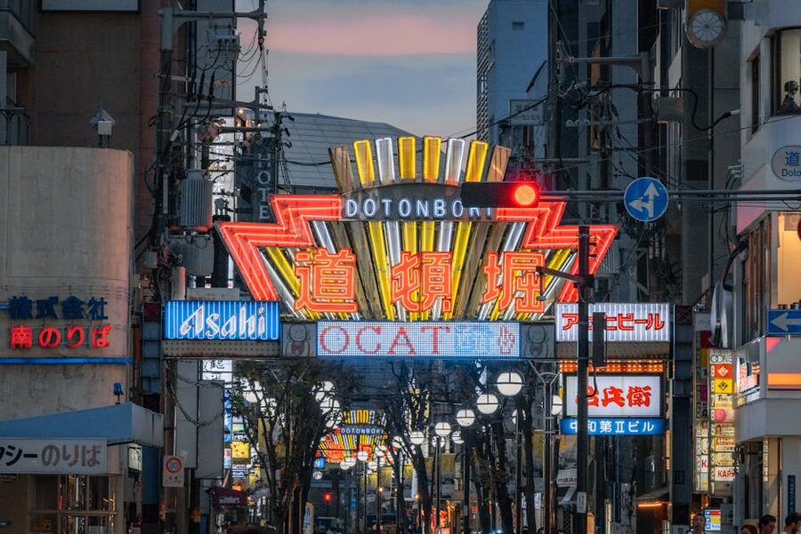 Neon signs at night in Dotonbori Osaka