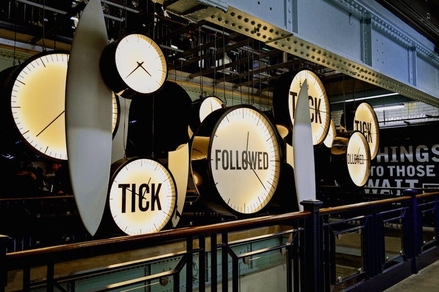 Clock installation inside Dublin Storehouse museum