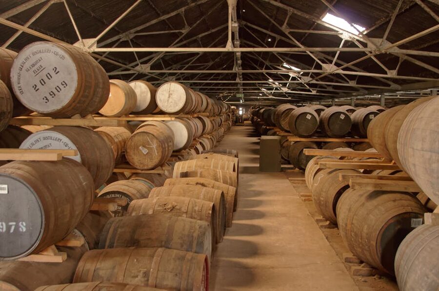 Distillery warehouse aging barrels Dublin