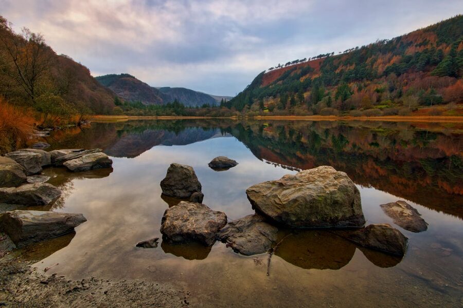 Glendalough Upper Lake at dawn, County Wicklow, Ireland