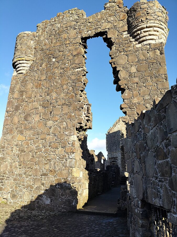 Dunluce Castle interior archway and ruins