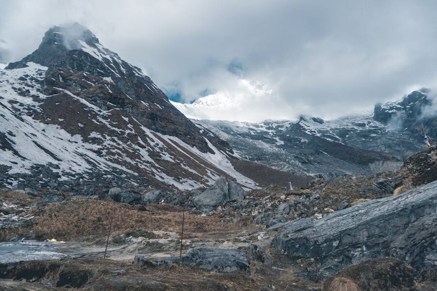 Snow-covered Himalayan peak near the Everest region