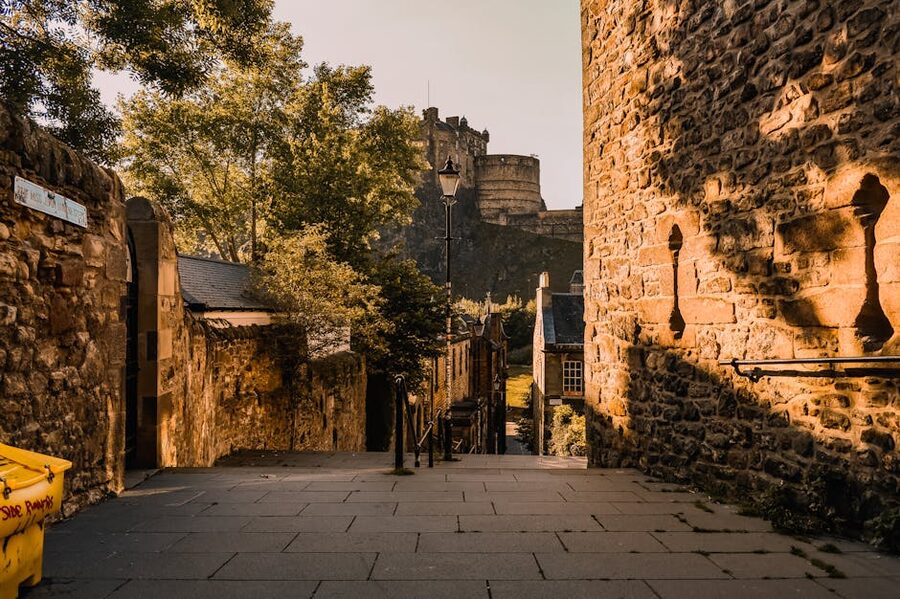 Edinburgh Castle viewed from The Vennel