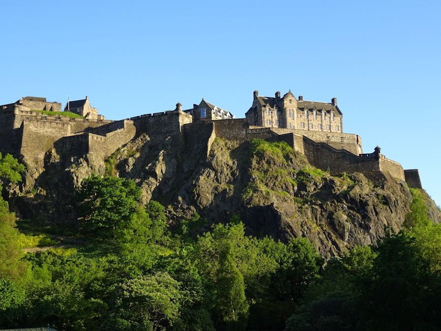 Edinburgh Castle at sunrise on Castle Rock