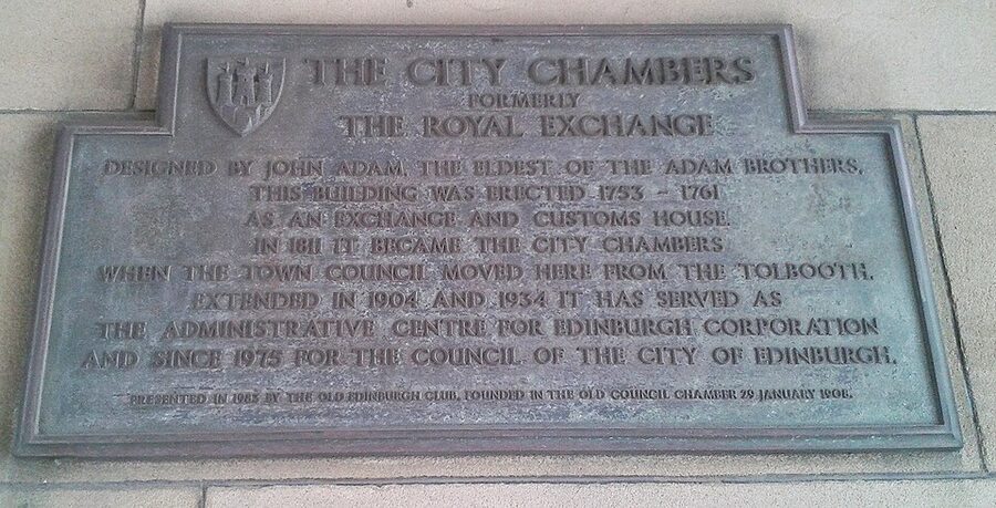 The Edinburgh City Chambers facade, the former Royal Exchange building atop Mary King's Close