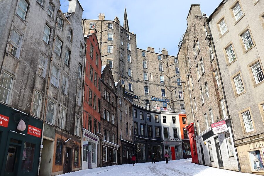 West Bow Edinburgh in the snow