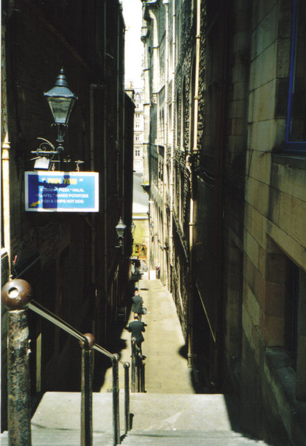 A narrow Edinburgh close (Fleshmarket Close) showing the type of wynd that became Mary King's Close