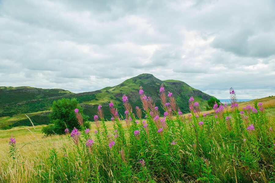 Holyrood Park view of Salisbury Crags and Arthurs Seat