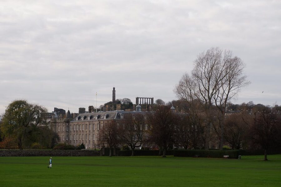 Holyrood Palace front view with lawn Edinburgh