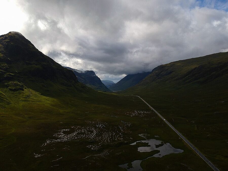 Aerial view of the Pass of Glen Coe