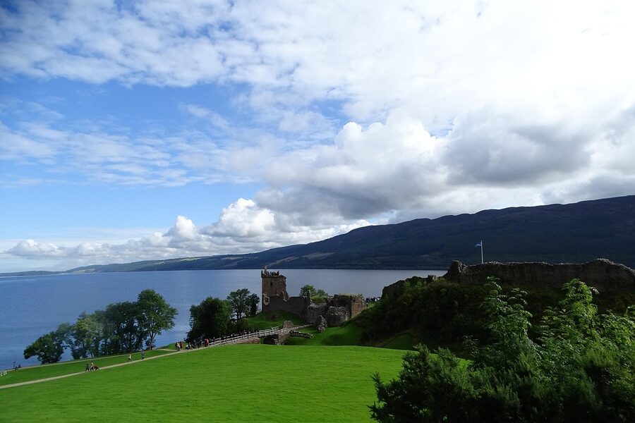 Urquhart Castle ruin on the cliff edge