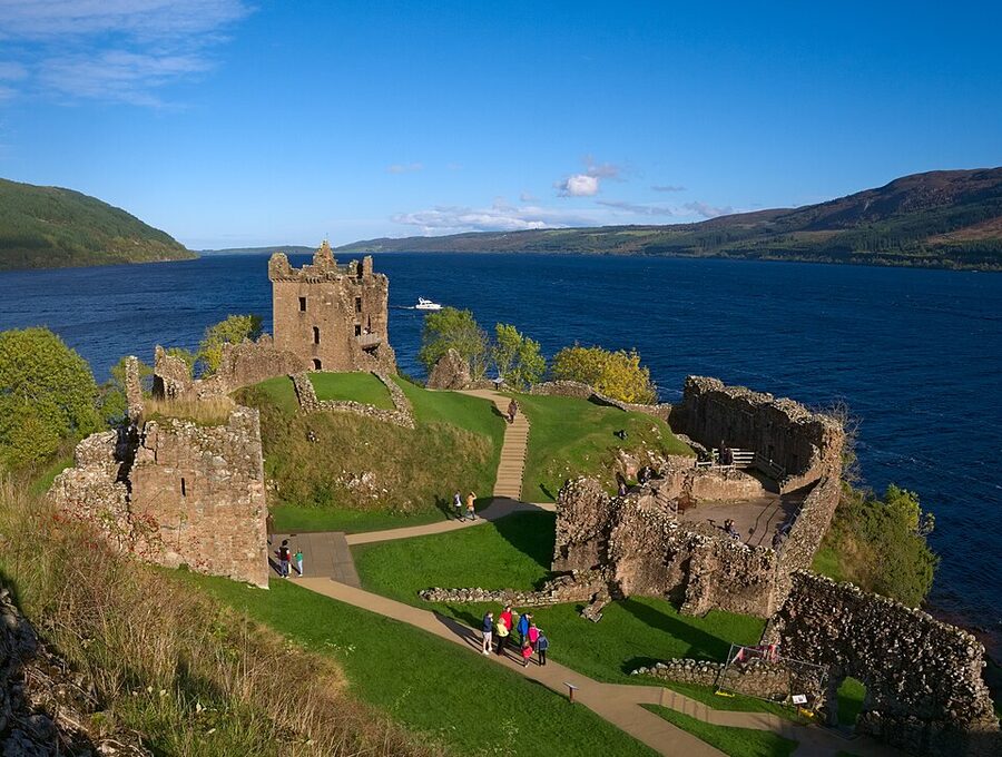 Urquhart Castle ruins on Loch Ness shore