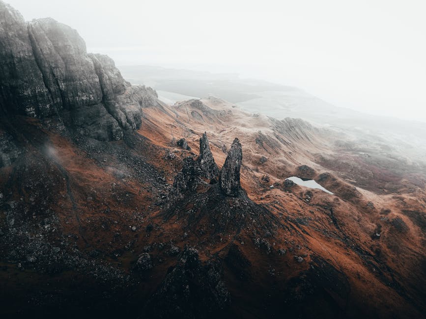 Old Man of Storr in fog Isle of Skye