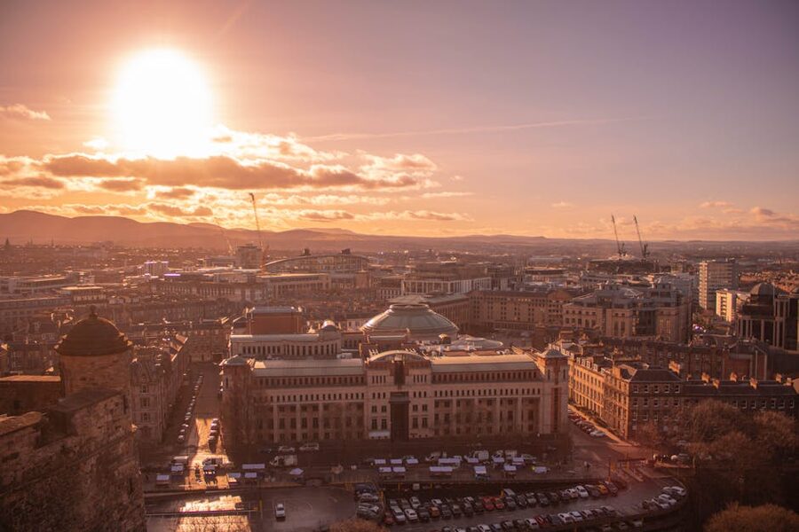 Edinburgh skyline at sunset