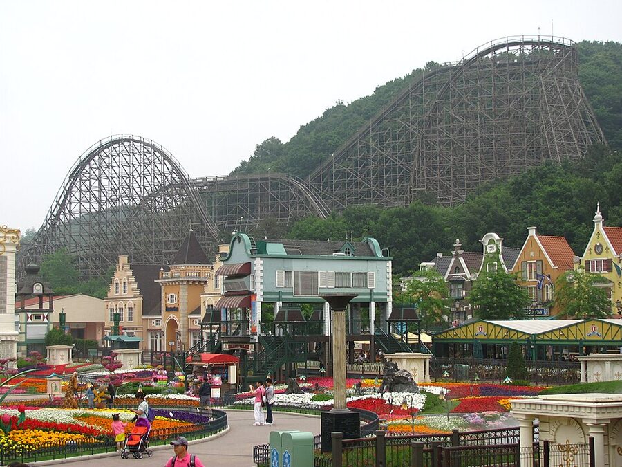 T Express wooden roller coaster at Everland