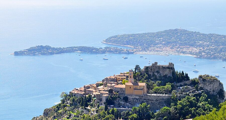 View of Eze and Cap Ferrat from the Grande Corniche road