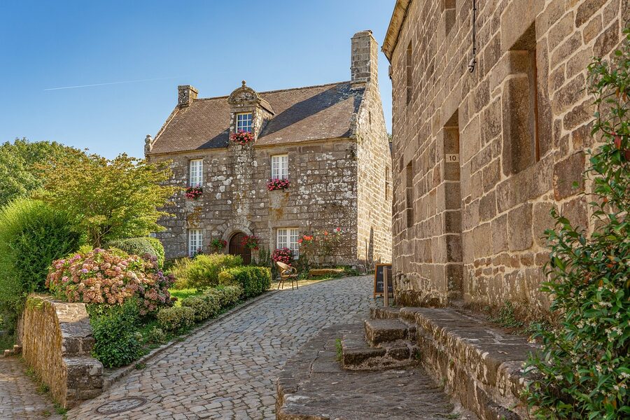 Medieval stone houses and arches in Eze village