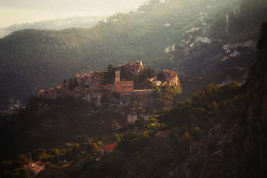 Stone houses and cobbled paths in Eze village