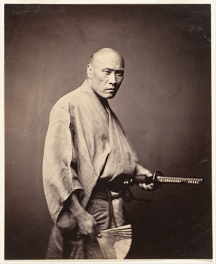 Historical photograph of a samurai in Yokohama 1864