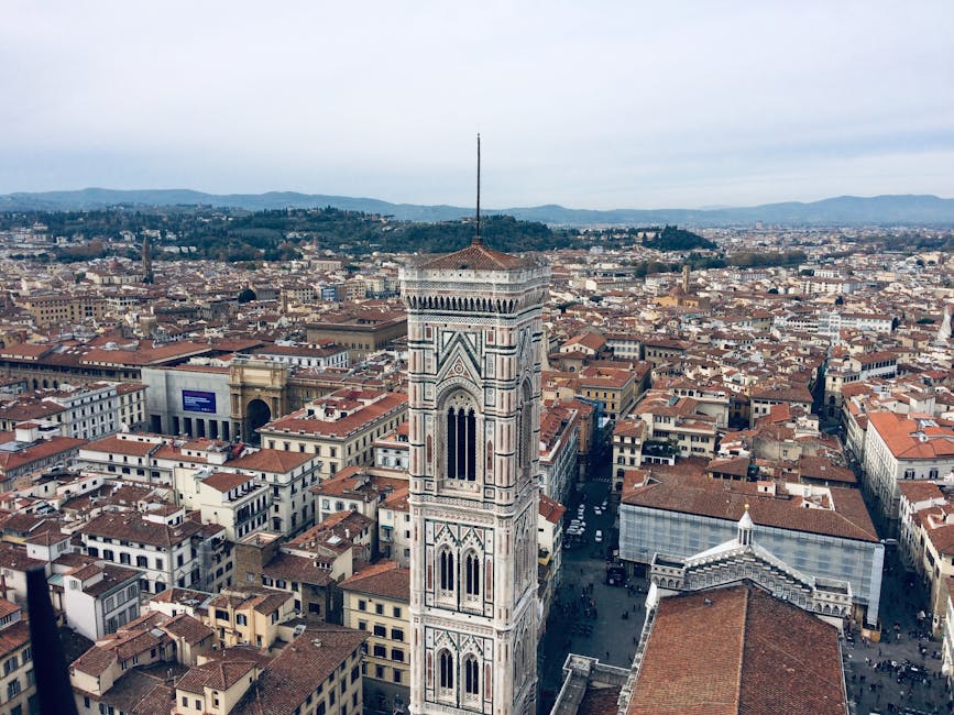 Aerial view of Florence with Giotto's Campanile