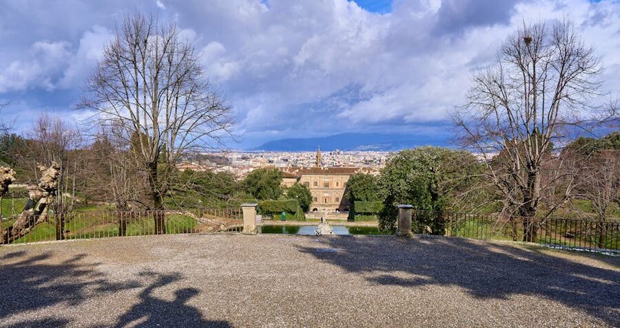 Panoramic vista Boboli Gardens Florence Italy