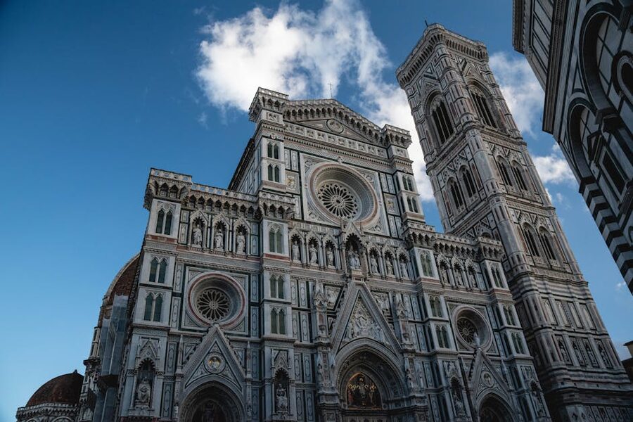 Florence Cathedral facade detail with marble panels