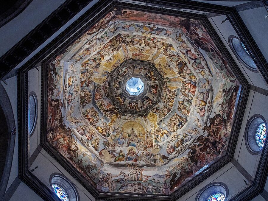Vasari Zuccari Last Judgement frescoes inside the Duomo dome