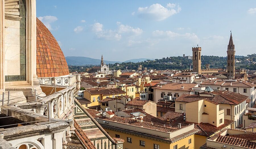 View of Florence rooftops from the Duomo terrace