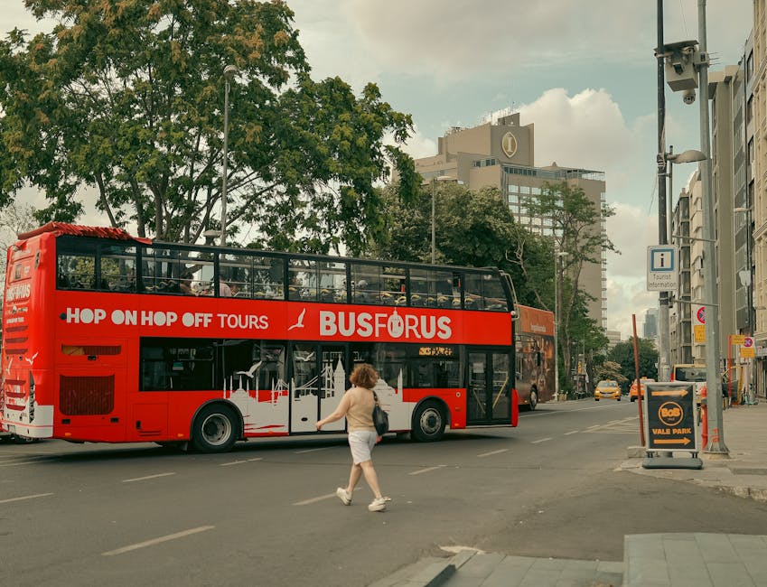 Open-top double-decker hop-on hop-off bus