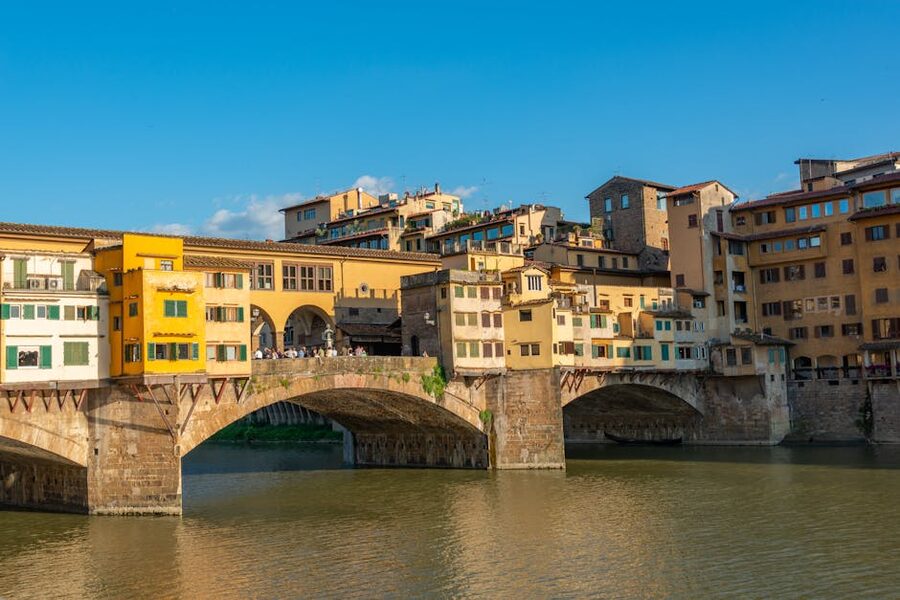 Ponte Vecchio bridge over the Arno on a sunny day