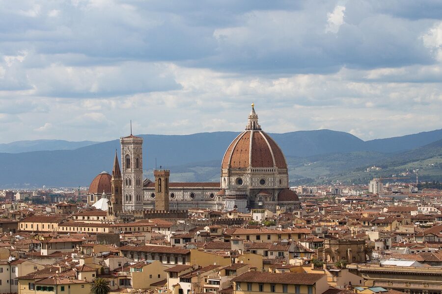 Florence rooftops with the Duomo dome in close view