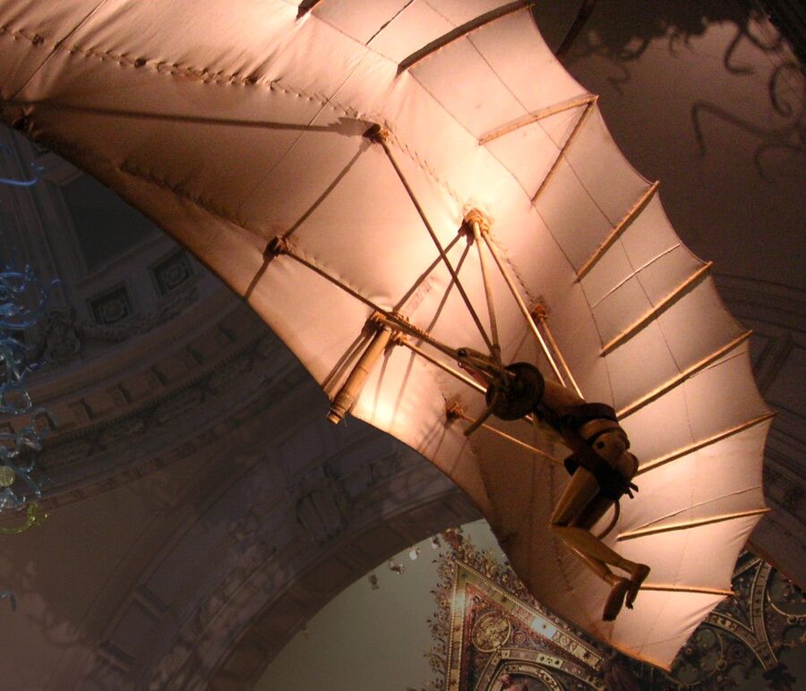 Wooden model of Leonardo da Vinci's flying machine design