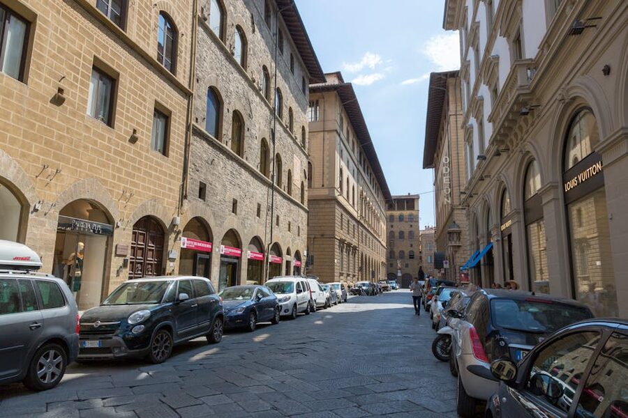 Florence historic centre street with classical architecture