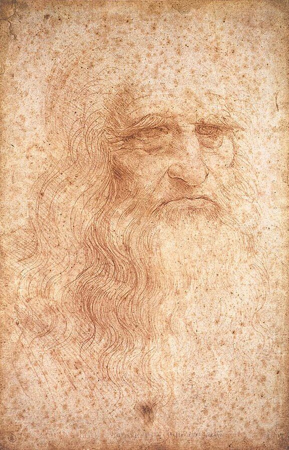Leonardo da Vinci's presumed self-portrait, red chalk drawing