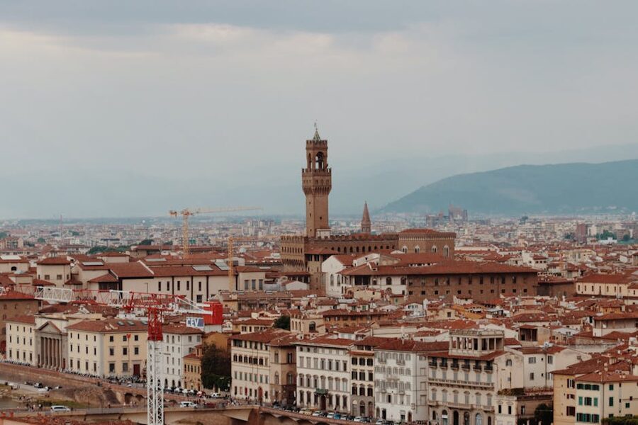 Palazzo Vecchio Arnolfo tower rising above the Florence skyline