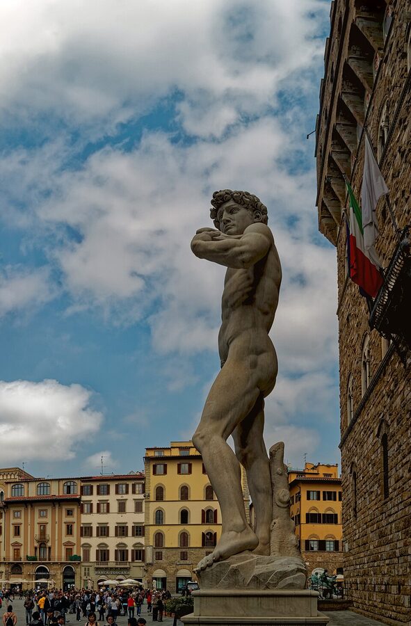 Piazza della Signoria with Palazzo Vecchio facade Florence