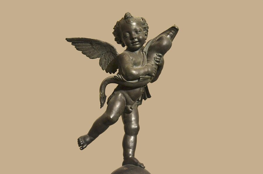 Verrocchio bronze putto with dolphin Palazzo Vecchio Florence