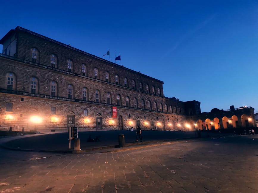 Pitti Palace evening view in Florence