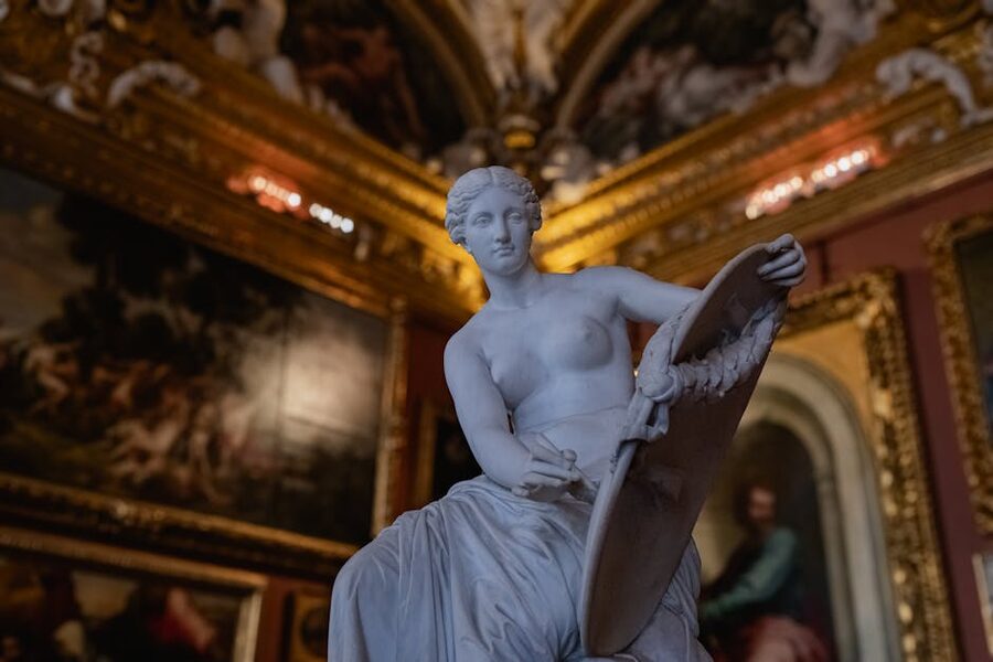 Marble statue inside Pitti Palace gallery