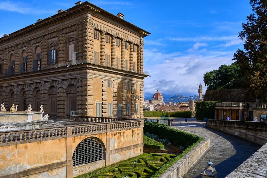 Pitti Palace with Florence cathedral skyline