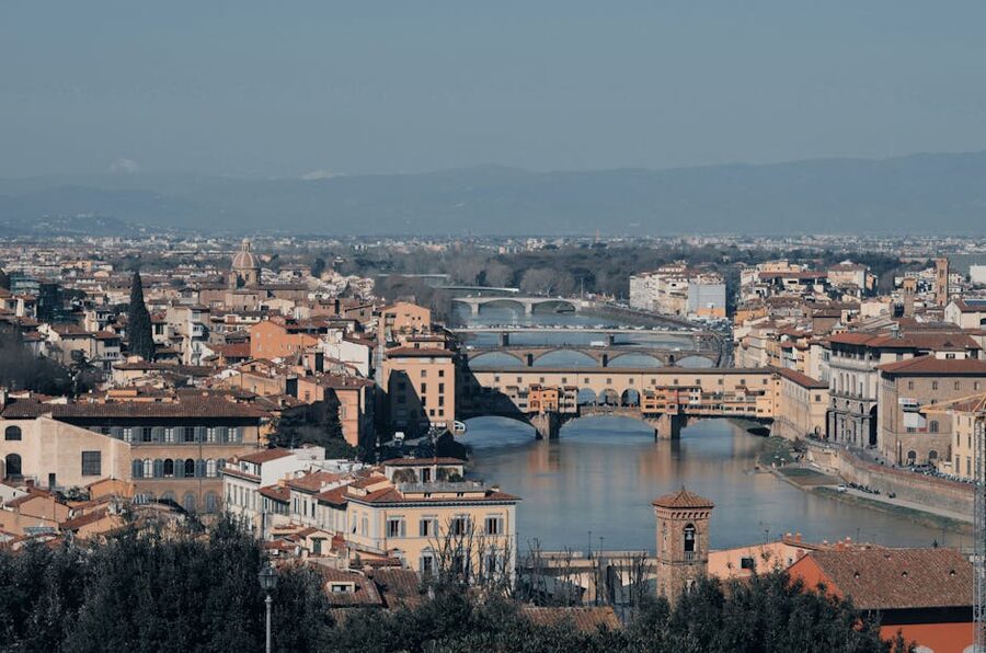 View of Ponte Vecchio and the Arno on the way to a Florence pasta class