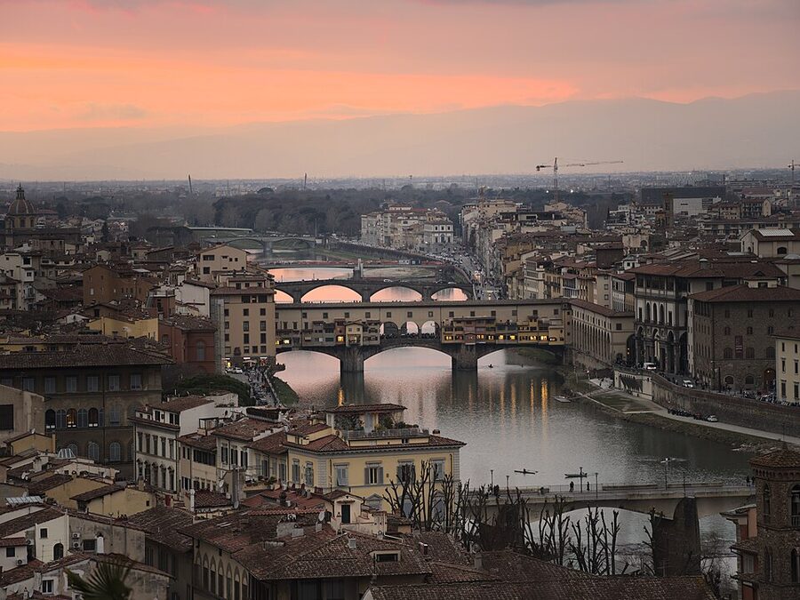 Ponte Vecchio at sunset from Piazzale Michelangelo