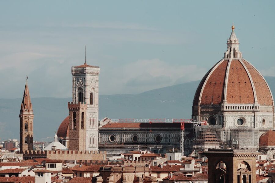 Aerial view of Florence cathedral and historic centre