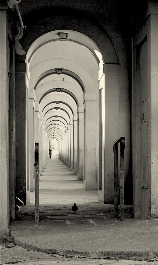 Vasari Corridor exterior over the Arno river Florence