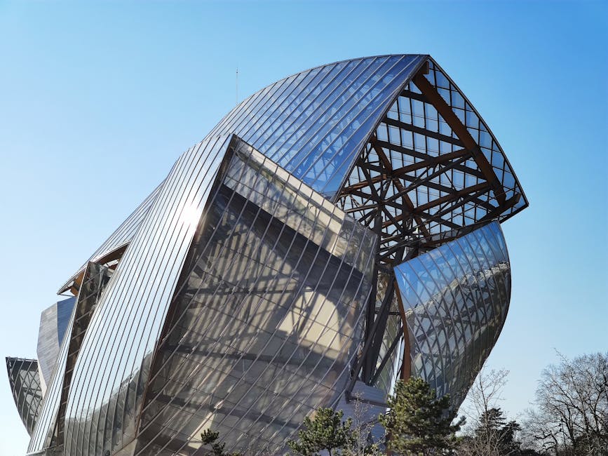 Fondation Louis Vuitton building's modern glass design Paris
