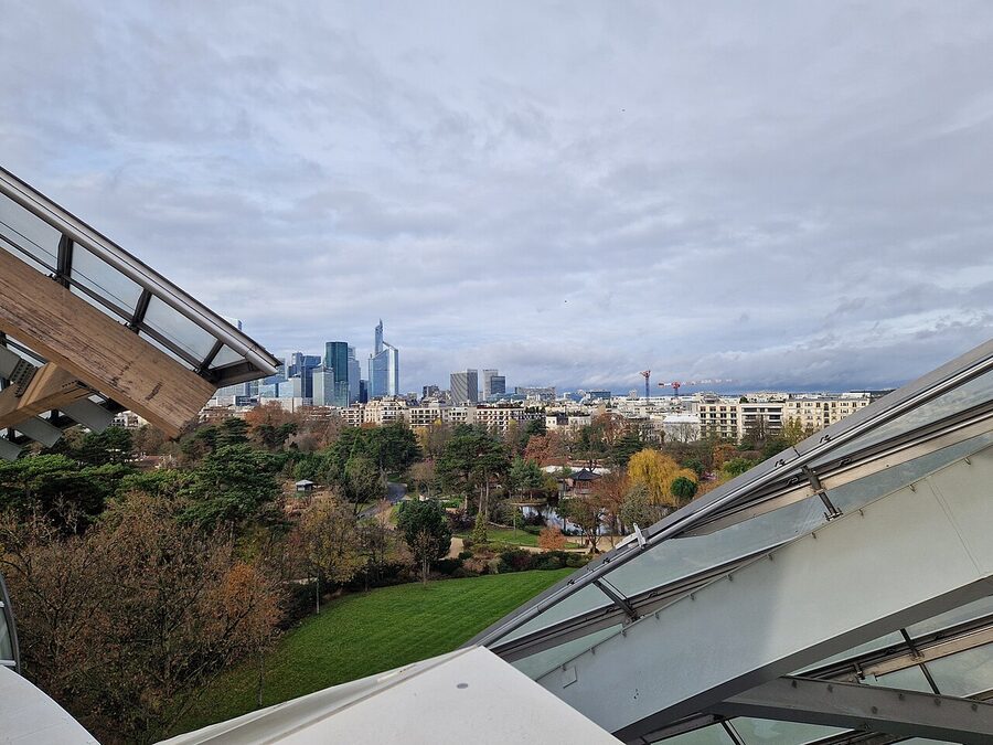 View of Paris from the Fondation Louis Vuitton rooftop terrace