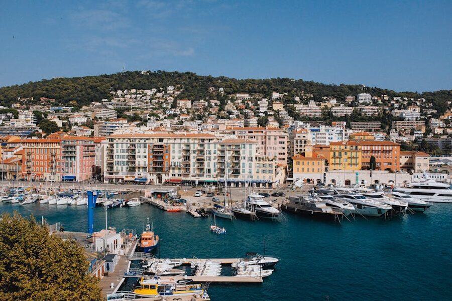 Cannes port with luxury yachts