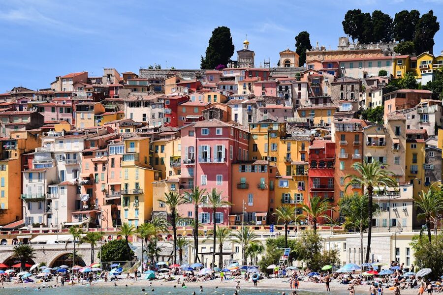 Menton colorful houses on the French Riviera
