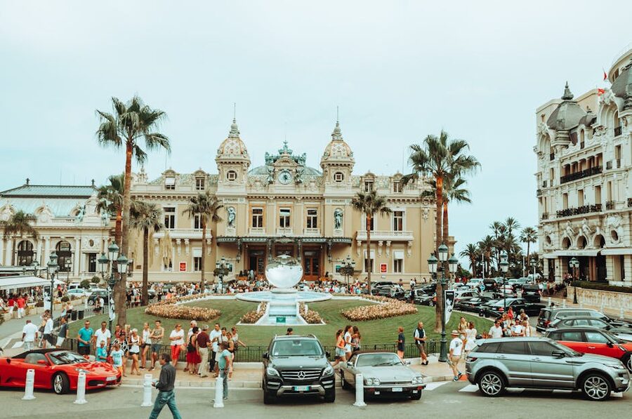 Crowd outside Monte Carlo Casino on the French Riviera