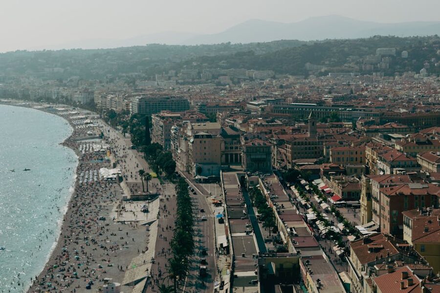Aerial view of Nice and the Promenade des Anglais